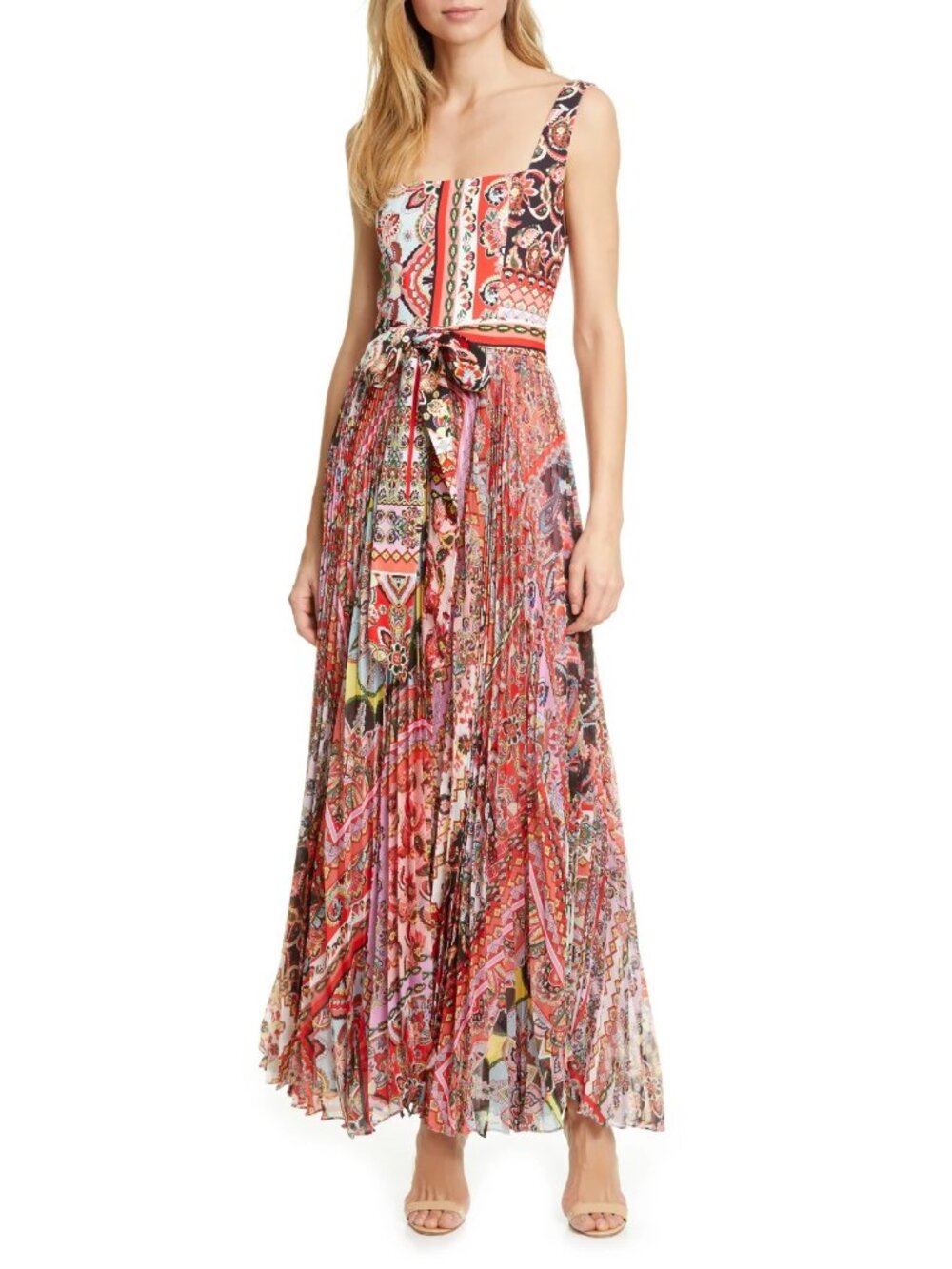 NWT Alice + Olivia Deonna in Euphoria Pleated Maxi Belted Tank Dress 6 $595